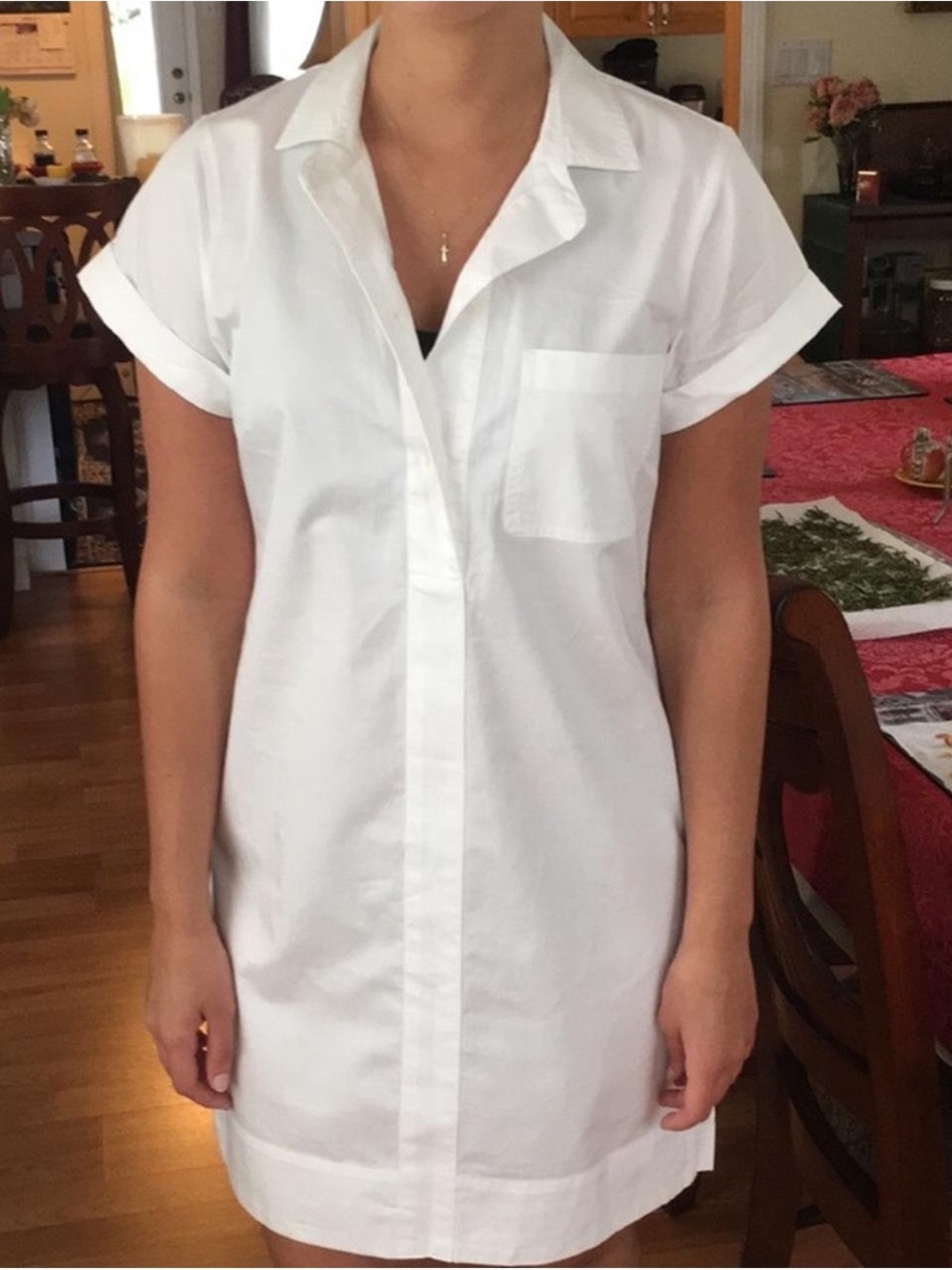 J. Crew White Button-Front Shirt Dress